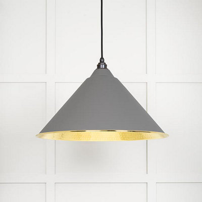 Hammered Brass Hockley Pendant in Bluff