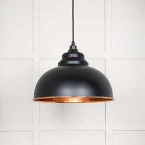 Hammered Copper Harborne Pendant in Elan Black