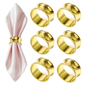 Hammered Design Napkin Holder Rings Serviettes Buckles, Gold, 12pcs