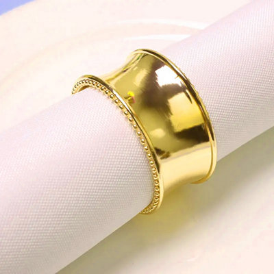 Hammered Design Napkin Holder Rings Serviettes Buckles, Gold, 4pcs