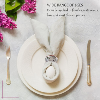 Hammered Design Napkin Rings Serviettes Buckle, Silver