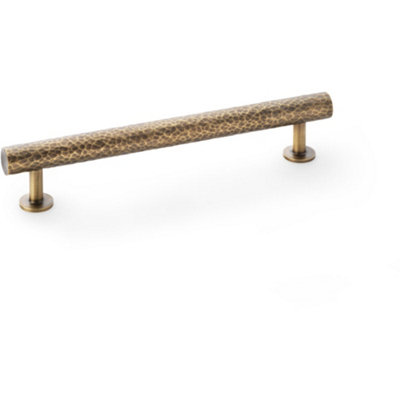 Hammered T Bar Pull Handle - Antique Brass - 160mm Centres SOLID BRASS Drawer