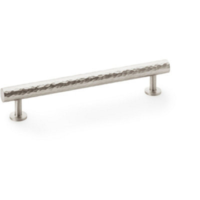 Hammered T Bar Pull Handle - Satin Nickel - 160mm Centres SOLID BRASS Drawer
