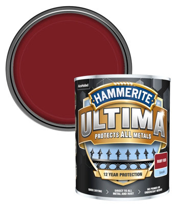 Hammerite 5362529 Ultima Metal Paint Smooth Ruby Red 750ml HMMUMSRR750