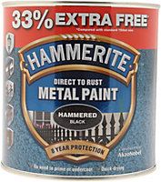 Hammerite Direct to Rust Metal Paint Hammered Black Finish 750ml