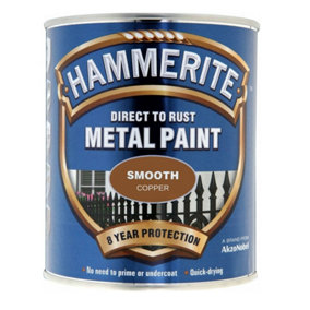 Hammerite Direct to Rust Smooth Metal Paint 250ml - Copper