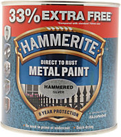 Hammerite HAMMERED Direct to Rust Metal Paint 1L Silver