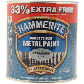 Hammerite HAMMERED Direct to Rust Metal Paint 1L Silver