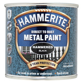 Hammerite Hammered Direct To Rust Metal Paint Black, 5 Litres