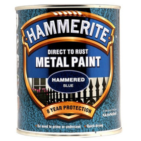Hammerite Hammered Direct To Rust Metal Paint Blue, 750ml
