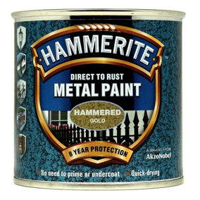 Hammerite Hammered Direct To Rust Metal Paint Gold, 250ml