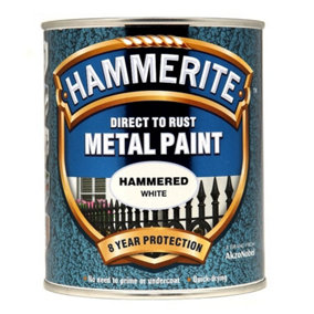 Hammerite Hammered Direct To Rust Metal Paint White, 2.5 Litres