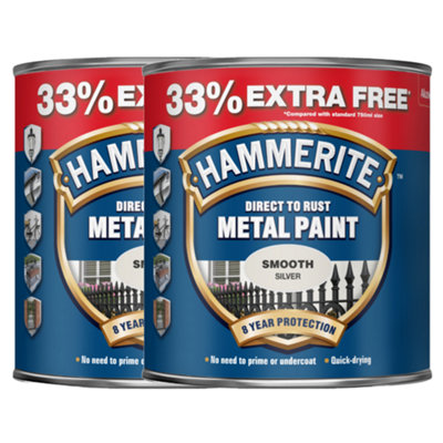 Hammerite Metal Paint Smooth Silver 750ml 33% Free Direct To