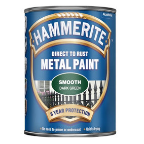 Hammerite - Smooth Direct To Rust Metal Paint - 5 Litres - Dark Green