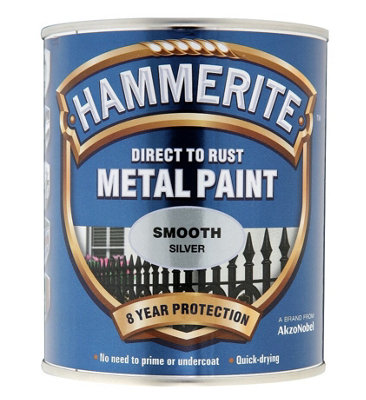 Hammerite - Smooth Direct To Rust Metal Paint - 5 Litres - Silver