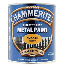 Hammerite - Smooth Direct To Rust Metal Paint - 5 Litres - Yellow