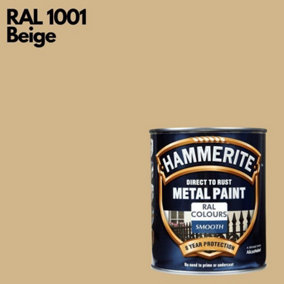 Hammerite Smooth Direct To Rust Metal Paint 750ml RAL 1001