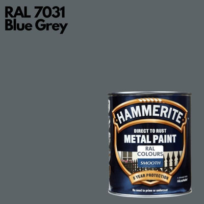 Hammerite Smooth Direct To Rust Metal Paint 750ml RAL 7031