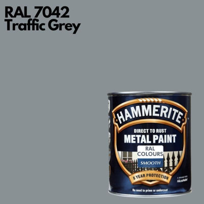 Hammerite Smooth Direct To Rust Metal Paint 750ml RAL 7042