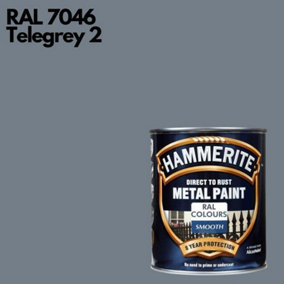 Hammerite Smooth Direct To Rust Metal Paint 750ml RAL 7046
