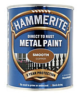 Hammerite Smooth Direct To Rust Metal Paint Copper, 250ml