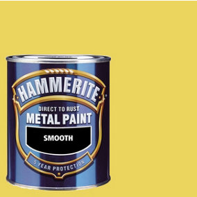 Hammerite Smooth Direct To Rust Metal Paint Dazzling Yellow, 750ml