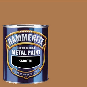 Hammerite Smooth Direct To Rust Metal Paint Garden Bark, 750ML