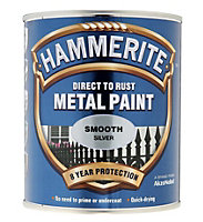 Hammerite Smooth Direct To Rust Metal Paint Silver, 2.5 Litres