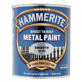Hammerite Smooth Direct To Rust Metal Paint Silver, 5 Litres
