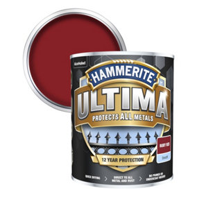 Hammerite Ultima Smooth Metal Paint 750ml - Ruby Red