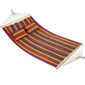 Hammock Eden - with support bars, for 2 people, durable fabric - colourful stripes