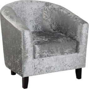 Hammond Tub Chair in Crushed Velvet Silver Fabric