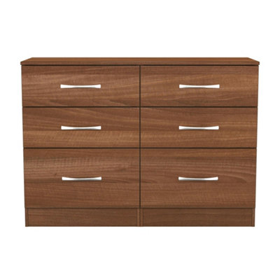 Hampshire 6 Drawer Midi Chest of Drawers in Noche Walnut (Ready Assembled)