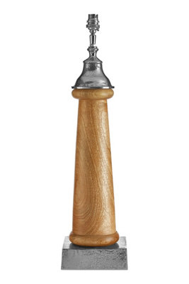 Hampstead Lamp Base, Silver, Brown, Wood, Metal