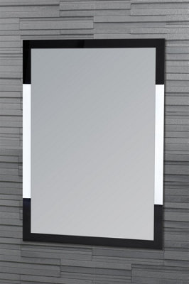 Hampstead Rectangular Wall Mounted Black Framed Bathroom Mirror 70 x 50cm