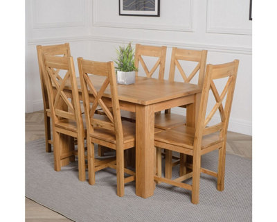 Hampton 120cm - 160cm Oak Extending Dining Table and 6 Chairs Dining Set with Berkeley Chairs