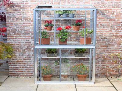 Hampton 3 Feet 4 Inches Lean to Mini Greenhouse - Aluminium/Glass - L340 x W53 x H176 cm - Antique Ivory
