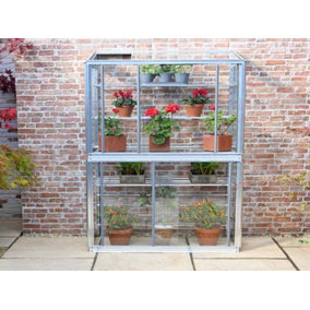 Hampton 3 Feet 4 Inches Lean to Mini Greenhouse - Aluminium/Glass - L340 x W53 x H176 cm - Smokey Grey