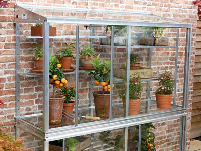 Hampton 5 Feet Lean to Mini Greenhouse - Aluminium/Glass - L151 x W53 x H176 cm - Anthracite