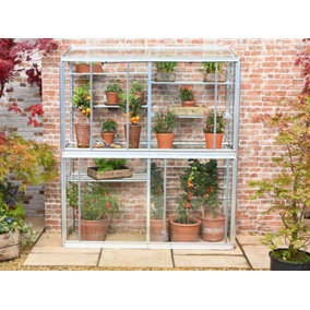 Hampton 5 Feet Lean to Mini Greenhouse - Aluminium/Glass - L151 x W53 x H176 cm - Smokey Grey