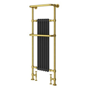Hampton Black & Gold Heated Towel Rail - 1500x583mm