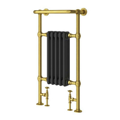 Hampton Black & Gold Heated Towel Rail - 938x500mm