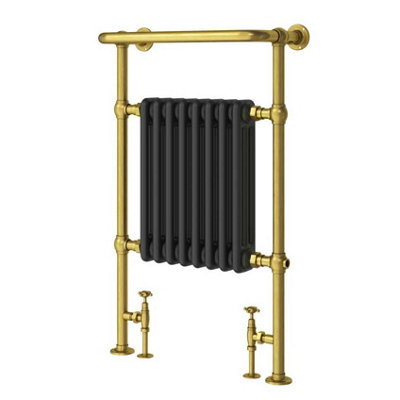 Hampton Black & Gold Heated Towel Rail - 940x600mm