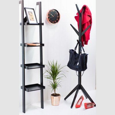 Hampton Black Wooden Freestanding Hat and Coat Stand, Rack, Tree with 8 ...
