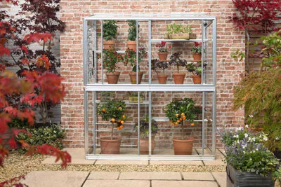 Hampton-D 5 Feet Lean to Mini Greenhouse - Aluminium/Glass - L151 x W77 x H181 cm - Chestnut Brown