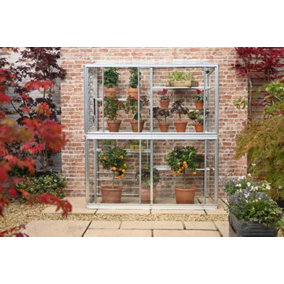 Hampton-D 5 Feet Lean to Mini Greenhouse - Aluminium/Glass - L151 x W77 x H181 cm - Smokey Grey