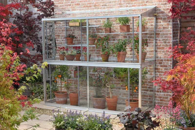 Hampton-D 6 Feet 5 Inches Lean to Mini Greenhouse - Aluminium/Glass - L151 x W77 x H181 cm - Anthracite
