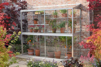 Hampton-D 6 Feet 5 Inches Lean to Mini Greenhouse - Aluminium/Glass - L151 x W77 x H181 cm - Black