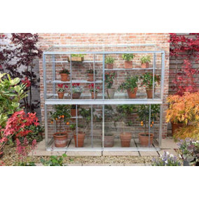 Hampton-D 6 Feet 5 Inches Lean to Mini Greenhouse - Aluminium/Glass - L151 x W77 x H181 cm - Without Coating