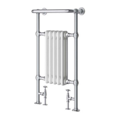 Hampton White & Chrome Heated Towel Rail - 938x500mm